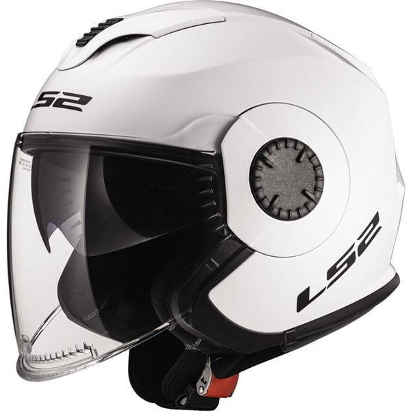 White, Small LS2 Helmets Infinity Solid Open Face Motorcycle Helmet with Sunshield 